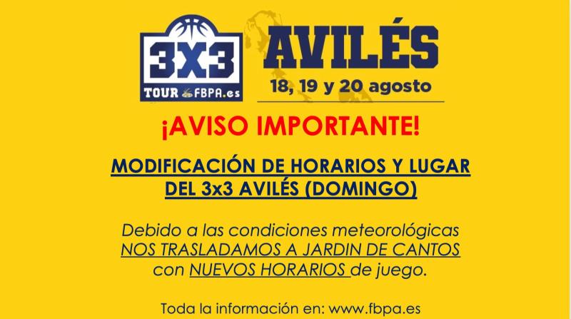 ACTUALIZACIÓN DE LAS 08:00 DE HORARIOS Y CRUCES CRUCES DOMINGO 20 -- 3X3 AVILÉS