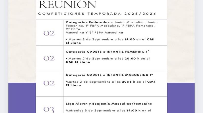REUNIONES INFORMATIVAS COMPETICIONES INICIO DE TEMPORADA 2025/2026
