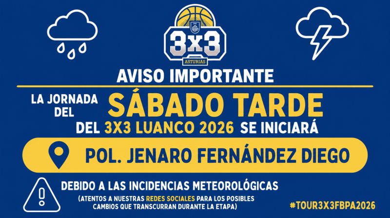 3X3 LUANCO: TRASLADO SÁBADO DE TARDE AL POLIDEPORTIVO LUANCO