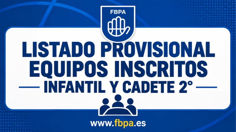 LISTADO PROVISIONAL EQUIPOS INSCRITOS INFANTIL Y CADETE 2° 
